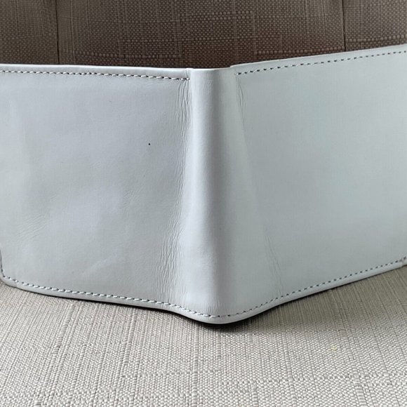 Leather Billfold Red/White Genuine Leather Wallet Handmade Card Holder Purse - Picture 10 of 12